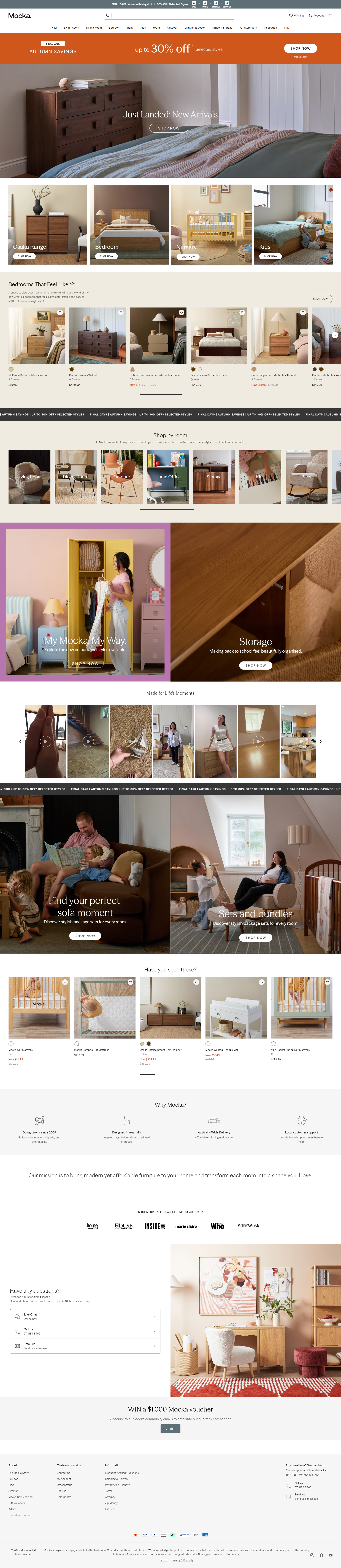 Mocka website — full page