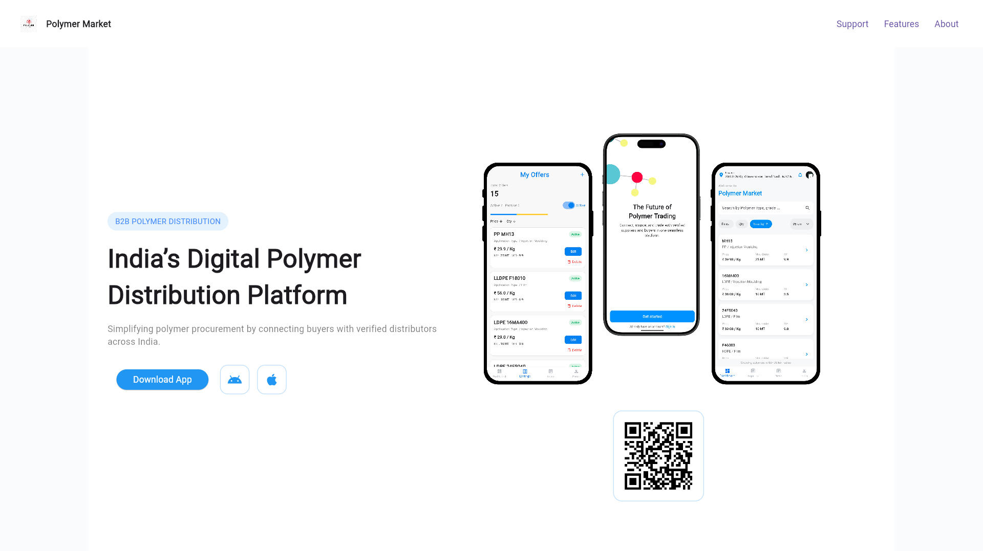 The Polymer Market website — full page