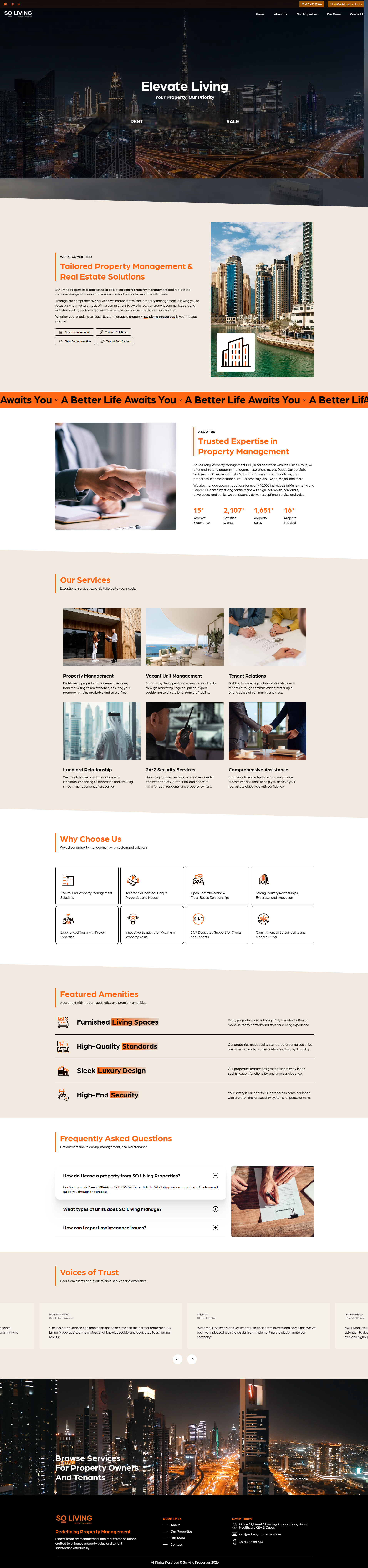 SO Living Properties website — full page