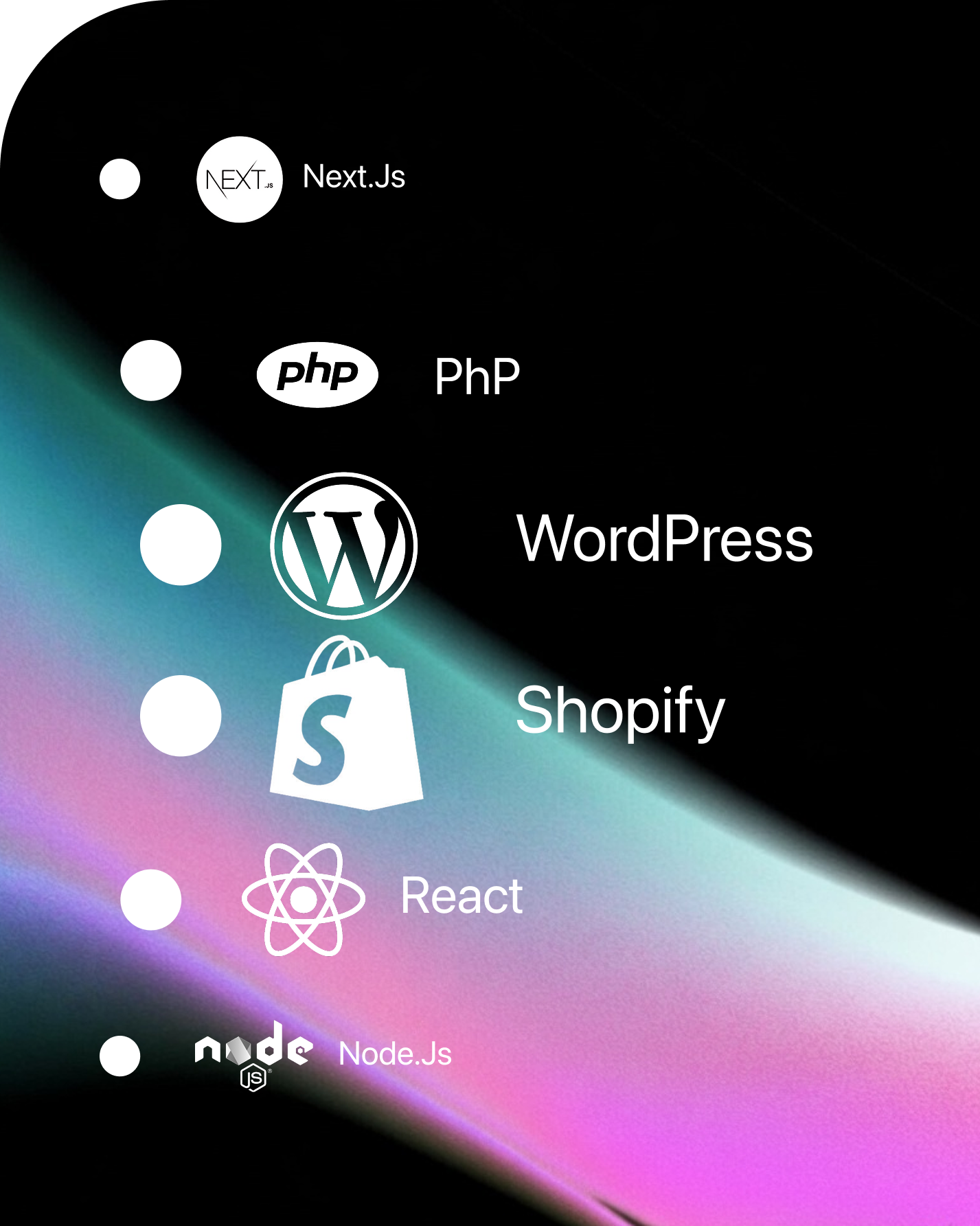 Platforms and technologies for WordPress, Shopify, WooCommerce, React, and PHP builds