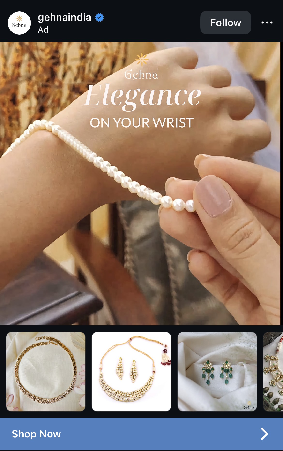 Instagram ad creative for a jewellery brand
