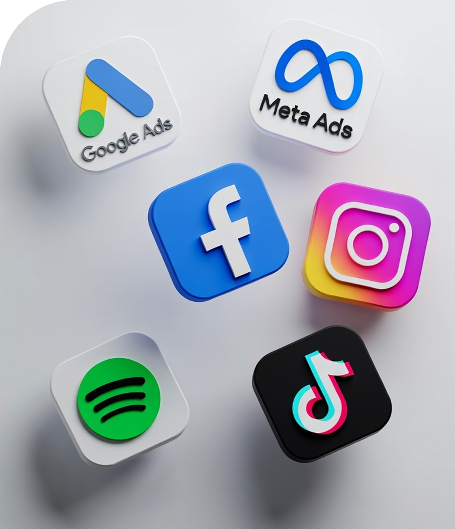 Paid advertising across Google, Meta, Spotify, TikTok, and programmatic channels