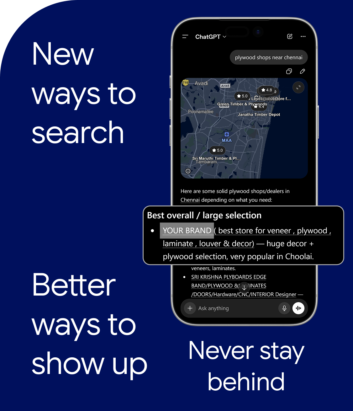 Visual overview of Answer Engine Optimisation and AI search services